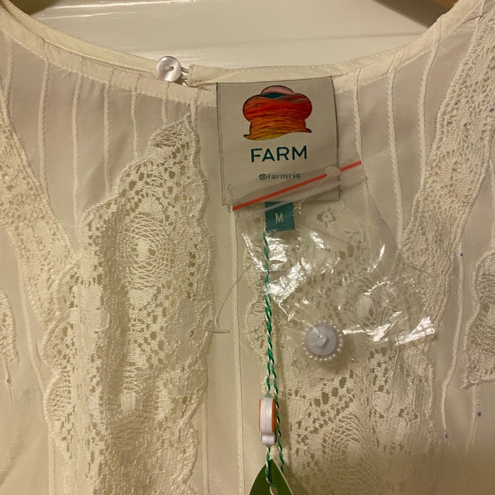 FARM Rio Women's Off White Lace Blouse Size M - Picture 4 of 12